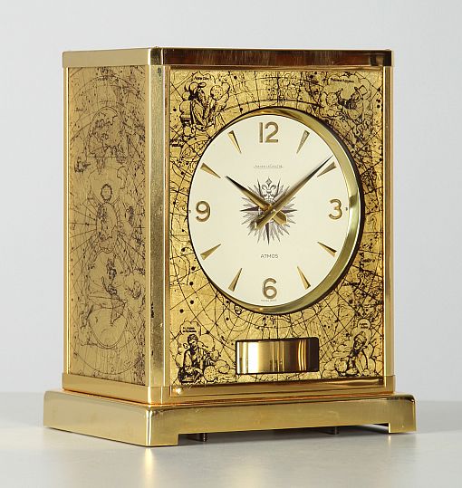 Jaeger LeCoultre, Atmos V Kal. 526, Modell Feuille d'or, Constellation - Schweiz
Messing vergoldet
Baujahr 1967