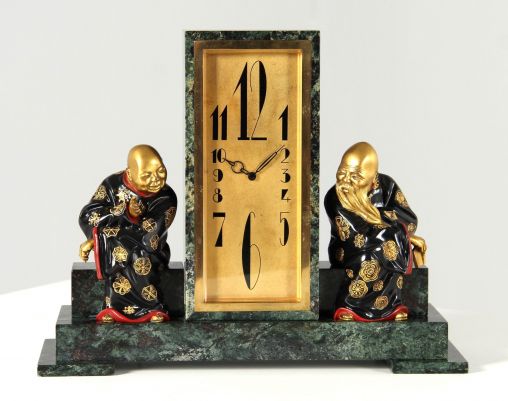 Antike Kaminuhr mit Chinoiserie, Frankreich, Art Deco 1920er-1930er - Frankreich
Bronze, Serpentin
1920er Jahre
