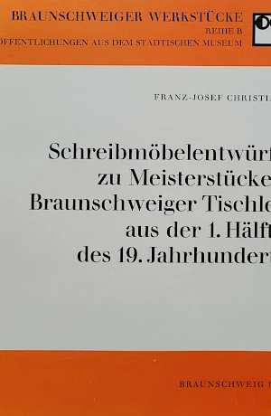 Christiani - Schreibmöbelentwürfe zu Meisterstücken Braunschweiger Tischler aus der 1. Hälfte des 19. Jahrhunderts The large number of original masterpieces and their juxtaposition with surviving pieces of furniture allow well-founded conclusions to be drawn about regional stylistic features, changes in form and transitions from Classicism to Biedermeier in the Braunschweig area.