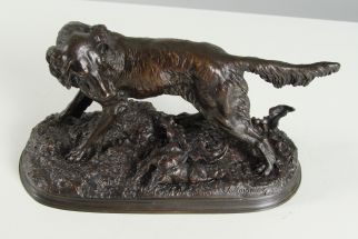 Jules Moigniez Bronze chien de chasse