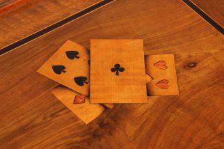 Marquetry playing table playing cards antique