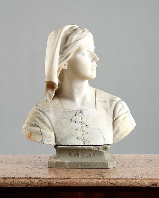 Buste antique en marbre, Jeanne d'Arc par Giuseppe Bessi, vers 1890 - Italie
Marbre, albâtre
fin du 19e siècle