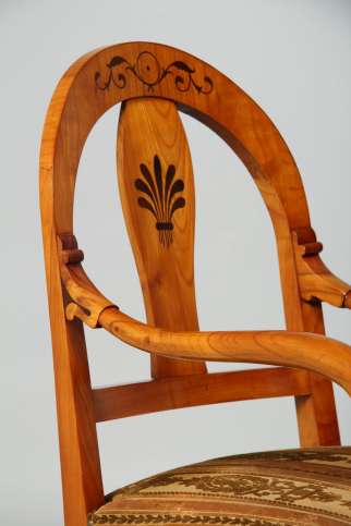 Antique Biedermeier armchair in cherry wood, circa 1830