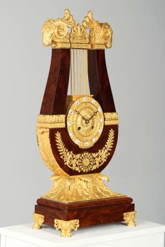Ormolu und Mahagoni antike Lyra Uhr