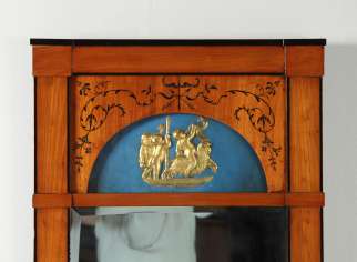 Antiker Biedermeier Wandspiegel Kirsche mit originalem Spiegelglas um 1830